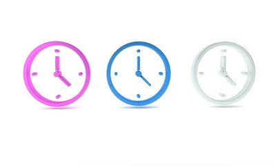 Colorful Fast time delivery icon isolated on white background. Timely service, stopwatch in motion, deadline concept, clock speed. Minimalism concept. 3D render illustration