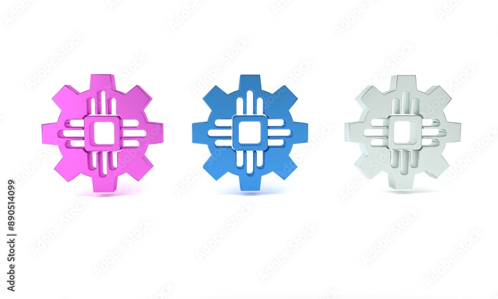 Poster colorful processor icon isolated on white background. cpu, central processing unit, microchip, micro