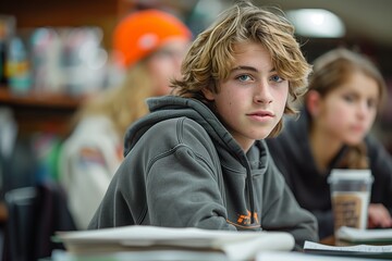 Teenage Boy Listening Attentively in Class