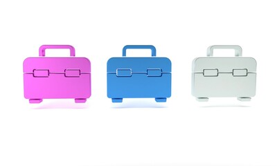 Colorful Toolbox icon isolated on white background. Tool box sign. Minimalism concept. 3D render illustration