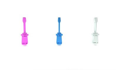 Colorful Screwdriver icon isolated on white background. Service tool symbol. Minimalism concept. 3D render illustration