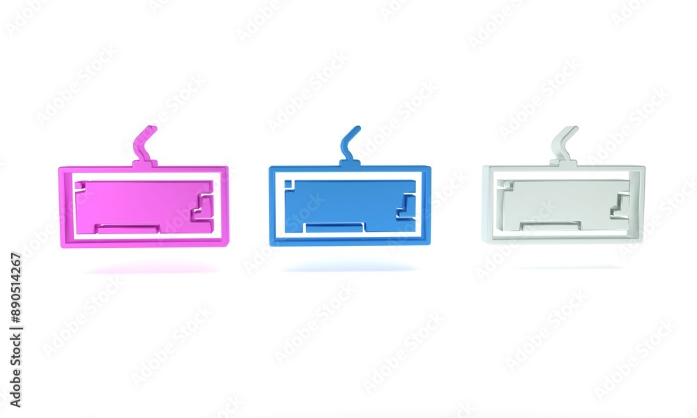 Poster colorful computer keyboard icon isolated on white background. pc component sign. minimalism concept.