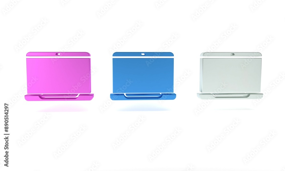 Poster colorful laptop icon isolated on white background. computer notebook with empty screen sign. minimal