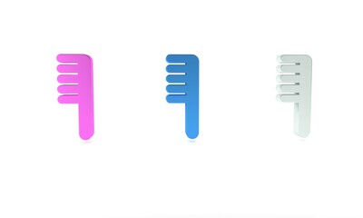 Colorful Hairbrush icon isolated on white background. Comb hair sign. Barber symbol. Minimalism concept. 3D render illustration