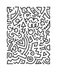 hand drawn Line art abstract doodle background Isolated on white background