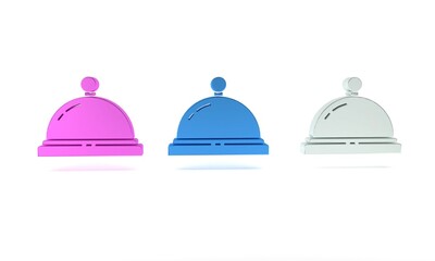 Colorful Hotel service bell icon isolated on white background. Reception bell. Minimalism concept. 3D render illustration