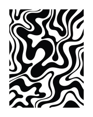 Abstract Black and white wallpaper with wavy and swirled elements