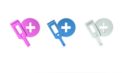 Colorful Medical digital thermometer for medical examination icon isolated on white background. Minimalism concept. 3D render illustration