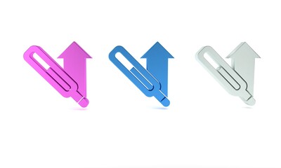 Colorful Medical thermometer for medical examination icon isolated on white background. Minimalism concept. 3D render illustration