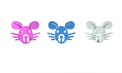 Colorful Rat head icon isolated on white background. Mouse sign. Animal symbol. Minimalism concept. 3D render illustration