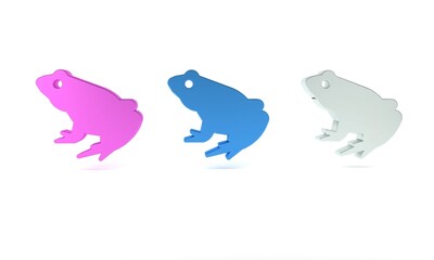 Colorful Frog icon isolated on white background. Animal symbol. Minimalism concept. 3D render illustration