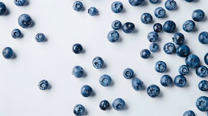 Freshly Harvested Blueberries on Minimalist White Background