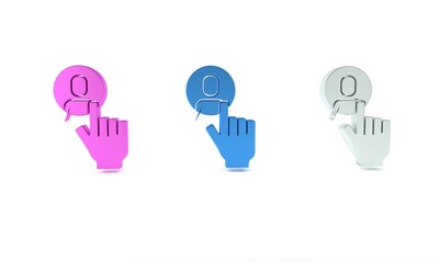 Colorful Head hunting icon isolated on white background. Business target or Employment sign. Human resource and recruitment for business. Minimalism concept. 3D render illustration