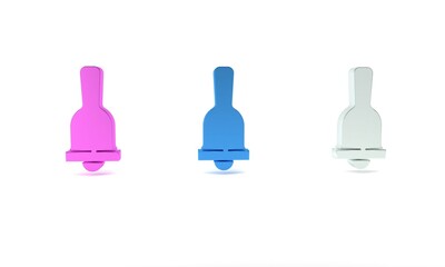 Fototapeta premium Colorful Ringing bell icon isolated on white background. Alarm symbol, service bell, handbell sign, notification symbol. Minimalism concept. 3D render illustration