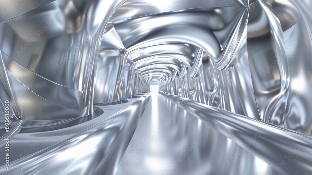 Poster elegant silver 3d abstract background with seamless perspective tricks and mind-bending visual effec