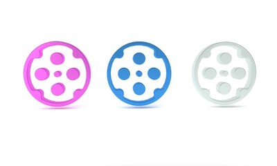 Colorful Revolver cylinder icon isolated on white background. Minimalism concept. 3D render illustration