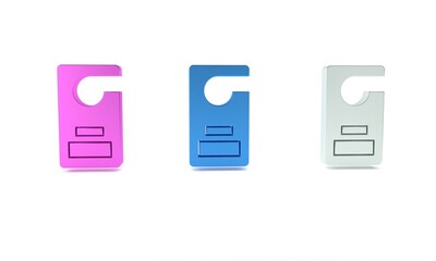 Colorful Please do not disturb icon isolated on white background. Hotel Door Hanger Tags. Minimalism concept. 3D render illustration