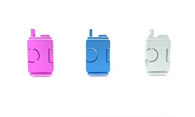 Colorful Soda can icon isolated on white background. Minimalism concept. 3D render illustration