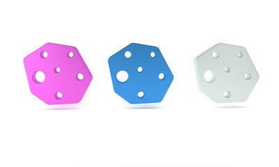 Colorful Asteroid icon isolated on white background. Minimalism concept. 3D render illustration