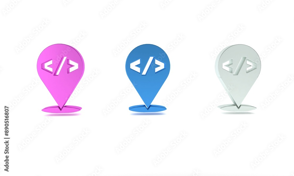 Poster colorful web design and front end development icon isolated on white background. minimalism concept.