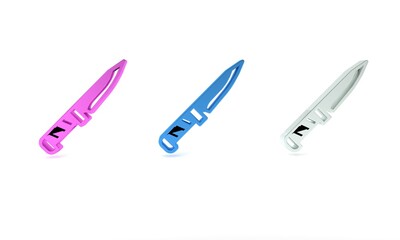Colorful Military knife icon isolated on white background. Minimalism concept. 3D render illustration