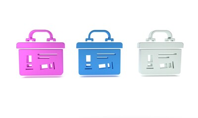 Colorful Military ammunition box with some ammo bullets icon isolated on white background. Minimalism concept. 3D render illustration