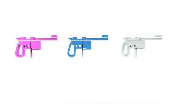 Colorful Mauser gun icon isolated on white background. Mauser C96 is a semi-automatic pistol. Minimalism concept. 3D render illustration