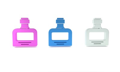 Colorful Whiskey bottle icon isolated on white background. Minimalism concept. 3D render illustration