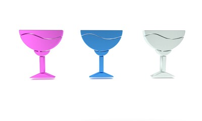Colorful Wine glass icon isolated on white background. Wineglass sign. Minimalism concept. 3D render illustration