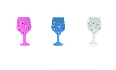 Colorful Glass of champagne icon isolated on white background. Minimalism concept. 3D render illustration