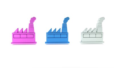 Obraz premium Colorful Oil and gas industrial factory building icon isolated on white background. Minimalism concept. 3D render illustration