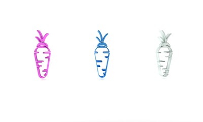 Colorful Carrot icon isolated on white background. Minimalism concept. 3D render illustration