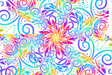 Luxurious batik flower line art pattern of indonesian culture traditional caleidoscope 