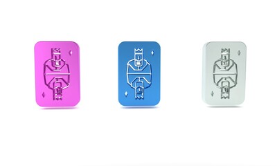 Colorful King playing card with diamonds symbol icon isolated on white background. Casino gambling. Minimalism concept. 3D render illustration