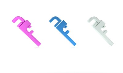 Colorful Pipe adjustable wrench icon isolated on white background. Minimalism concept. 3D render illustration