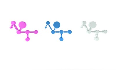 Colorful Cannabis molecule icon isolated on white background. Cannabidiol molecular structures, THC and CBD formula. Marijuana or cannabis. Minimalism concept. 3D render illustration