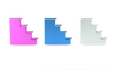 Fototapeta premium Colorful Staircase icon isolated on white background. Minimalism concept. 3D render illustration