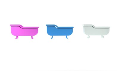 Colorful Bathtub icon isolated on white background. Minimalism concept. 3D render illustration