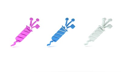 Colorful Firework rocket icon isolated on white background. Concept of fun party. Explosive pyrotechnic symbol. Minimalism concept. 3D render illustration