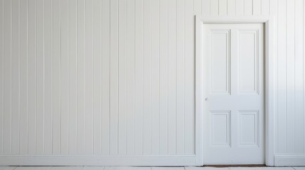 White Wooden Wall with Door