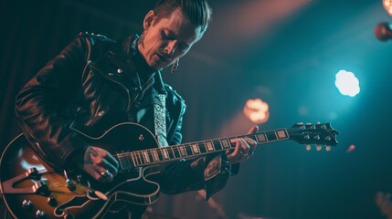 Obraz premium A man playing a guitar on stage