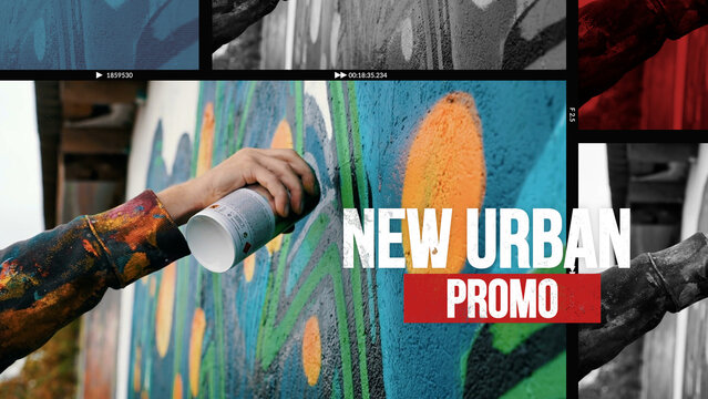 Multiframe Urban Media Opener template contains 16 editable text layers, 33 media placeholders and 1 logo placeholder. Available in 4K.