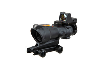 Modern optical collimator sight. Aiming device for shooting at short distances. Isolate on a white back.