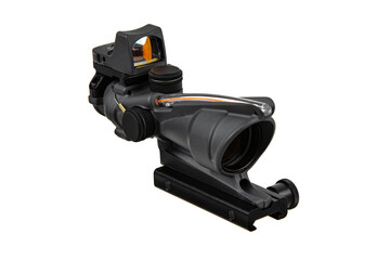 Modern optical collimator sight. Aiming device for shooting at short distances. Isolate on a white back.