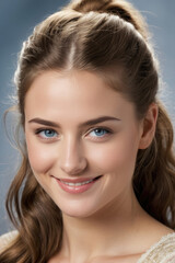 Obraz premium Beautiful female young model with perfect natural skin. Natural beauty, cosmetics, skin care concept