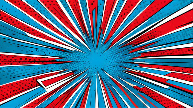 Old comic book, colorful background paper texture with red and blue duotone effect