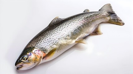 Fototapeta premium Vibrant Trout Specimen on Clean White Background Showcasing Intricate Details
