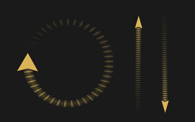 Golden creative circle arrow and up down arrow.