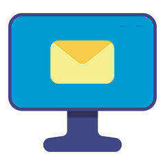 email message on computer screen flat icon