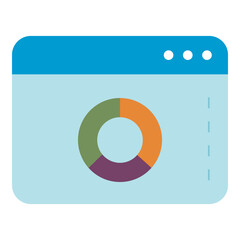 statistical pie chart on website flat icon